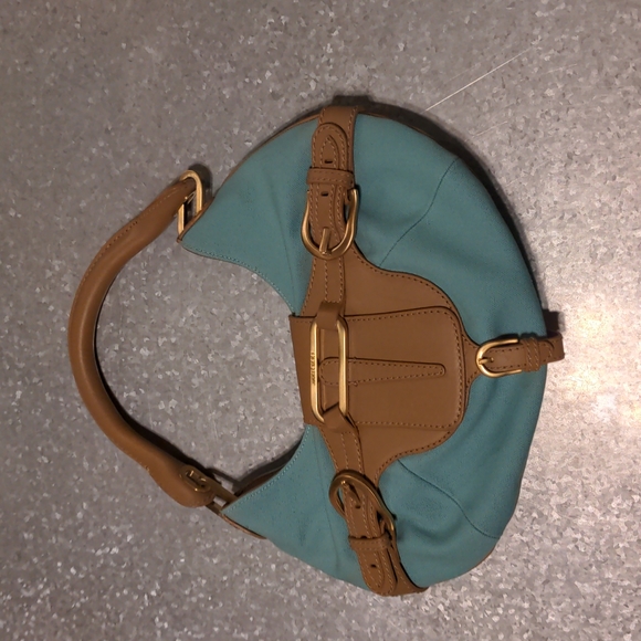 JIMMY CHOO Mini Tulita Handle Hobo Bag Teal Turquoise - Picture 1 of 7
